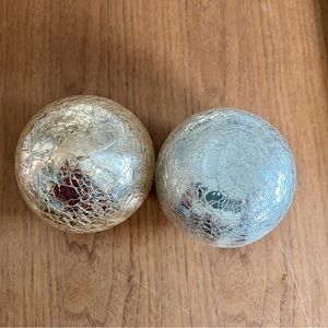Pier 1 silver and gold solid crackled glass spheres